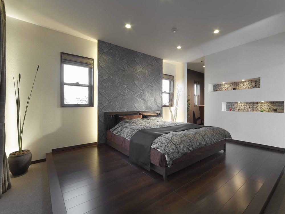 exhibition hall / Showroom. So that your couple of favorite space, The main bedroom is sticking to the calmness feeling. Or arranging a favorite item in the floodlit Kazaritana, Or a book in the hotel's library. Relaxation enjoy the time (Gallery House)