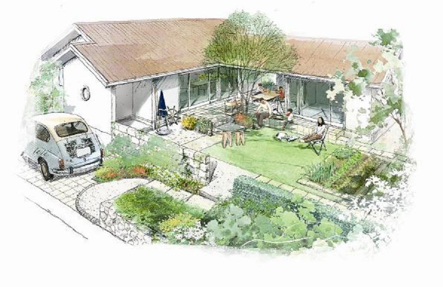 Building plan example (Perth ・ appearance). After passing a good sweat of feeling in the field work, Enjoy an elegant afternoon tea overlooking the garden from the living room and terrace, It is also nice to I say.