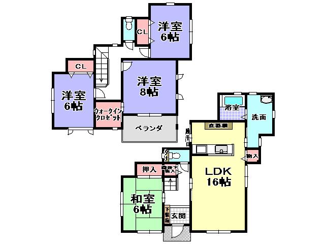 Floor plan. 24,800,000 yen, 4LDK, Land area 207.28 sq m , Building area 106.81 sq m