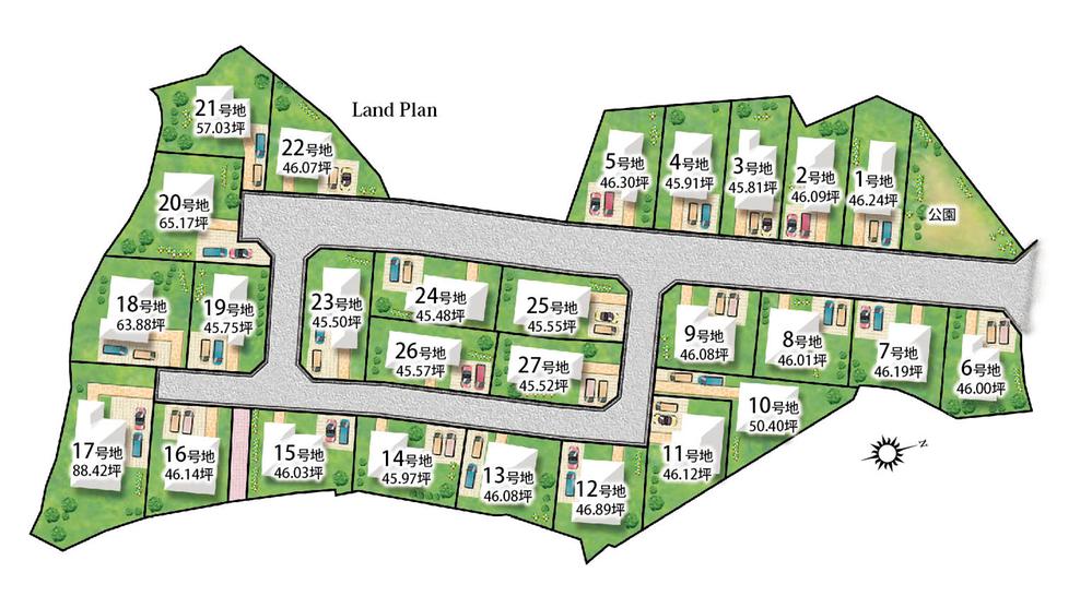 The entire compartment Figure. «All 27 compartments» land about 45 square meters ~ About 88 square meters