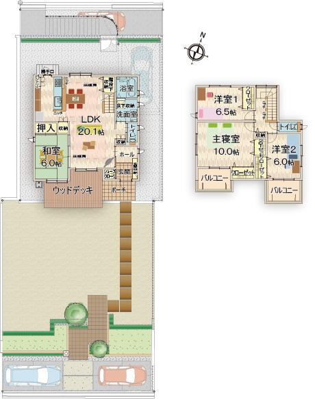 Floor plan. Views of the sea on one side from most top Bokai slope No. 3 Park in Bokai slope 190m in the town up to No. 3 park. The ground in the spacious and adults also play playground equipment likely to be able to adults and children alike Omoikkiri play.