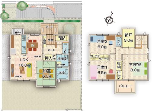 Floor plan. Views of the sea on one side from most top Bokai slope No. 3 Park in Bokai slope 190m in the town up to No. 3 park. The ground in the spacious and adults also play playground equipment likely to be able to adults and children alike Omoikkiri play.