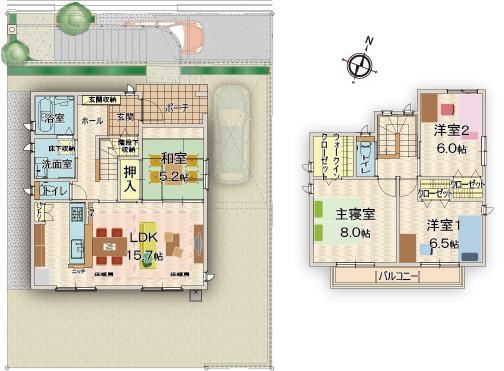 Floor plan. Views of the sea on one side from most top Bokai slope No. 3 Park in Bokai slope 190m in the town up to No. 3 park. The ground in the spacious and adults also play playground equipment likely to be able to adults and children alike Omoikkiri play.