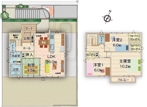 Floor plan. Views of the sea on one side from most top Bokai slope No. 3 Park in Bokai slope 190m in the town up to No. 3 park. The ground in the spacious and adults also play playground equipment likely to be able to adults and children alike Omoikkiri play.