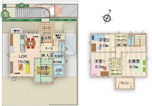 Floor plan. Views of the sea on one side from most top Bokai slope No. 3 Park in Bokai slope 190m in the town up to No. 3 park. The ground in the spacious and adults also play playground equipment likely to be able to adults and children alike Omoikkiri play.