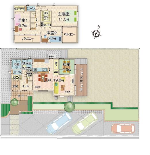 Floor plan. Views of the sea on one side from most top Bokai slope No. 3 Park in Bokai slope 190m in the town up to No. 3 park. The ground in the spacious and adults also play playground equipment likely to be able to adults and children alike Omoikkiri play.