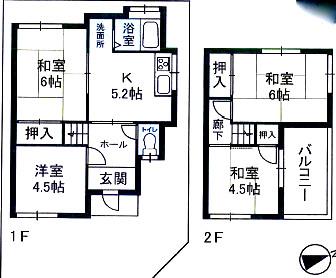 Floor plan. 8.8 million yen, 4K, Land area 65.96 sq m , Building area 58.47 sq m