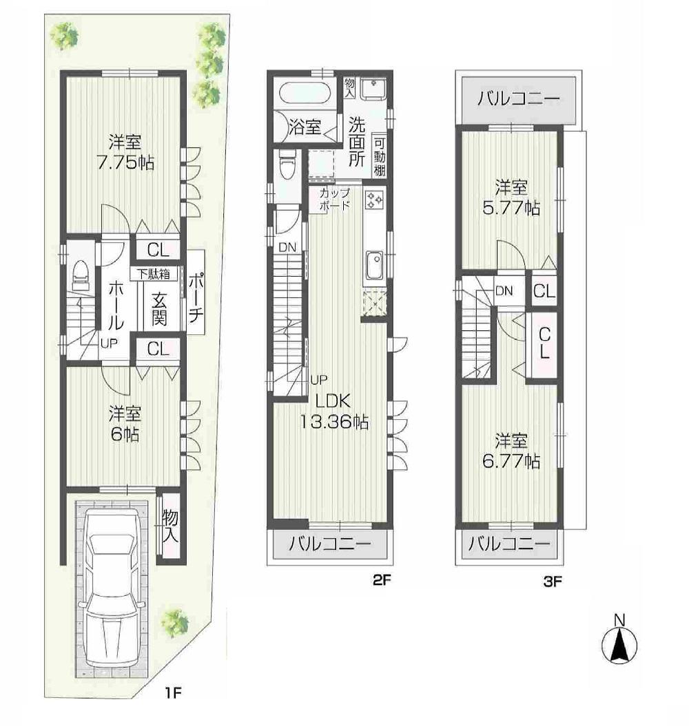 Floor plan. 28.8 million yen, 4LDK, Land area 73.33 sq m , It is a large space of the building area 98.27 sq m 3 floor 4LDK!