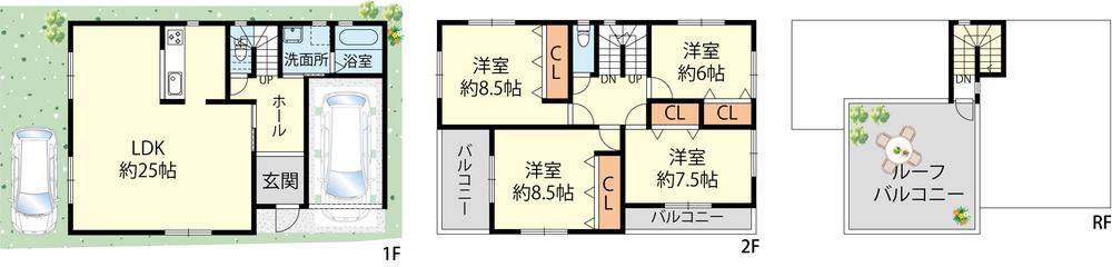Building plan example (Perth ・ Introspection). Two-story plan view