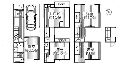 Floor plan. 18,800,000 yen, 4LDK, Land area 69.33 sq m , Building area 102.86 sq m