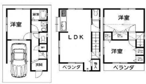Floor plan. 23,950,000 yen, 3LDK, Land area 54.11 sq m , Building area 95.95 sq m