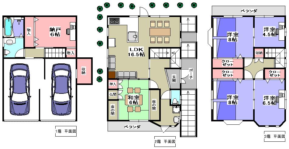 Floor plan. 22,800,000 yen, 5LDK + S (storeroom), Land area 110.07 sq m , Building area 172.12 sq m ☆ All-electric housing! Heavy-duty vehicles can also be parked in the garage