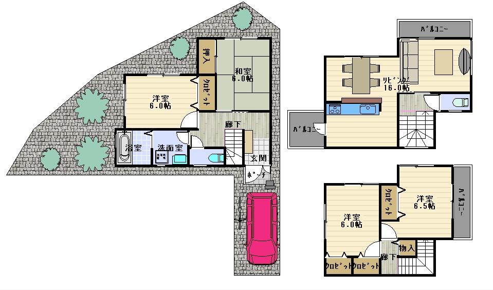 Floor plan. 27,800,000 yen, 4LDK, Land area 98.21 sq m , There is space building area 102.06 sq m car can park two!