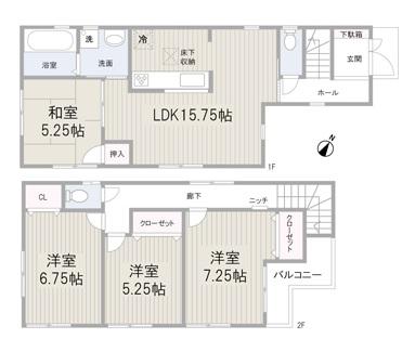Floor plan. 33,800,000 yen, 4LDK, Land area 88.7 sq m , Building area 93.96 sq m