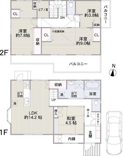 Floor plan. 43,900,000 yen, 4LDK, Land area 151.95 sq m , Building area 108.89 sq m