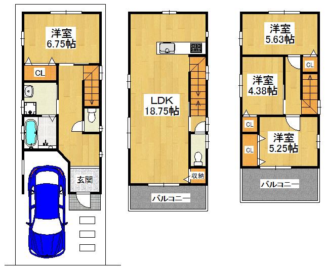 Floor plan. 27,800,000 yen, 4LDK, Land area 64.52 sq m , Building area 102.2 sq m