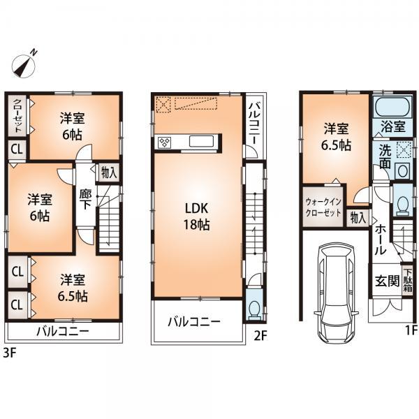 Floor plan. 29,800,000 yen, 4LDK, Land area 71.58 sq m , Building area 119.01 sq m with solar power, There will two parking.