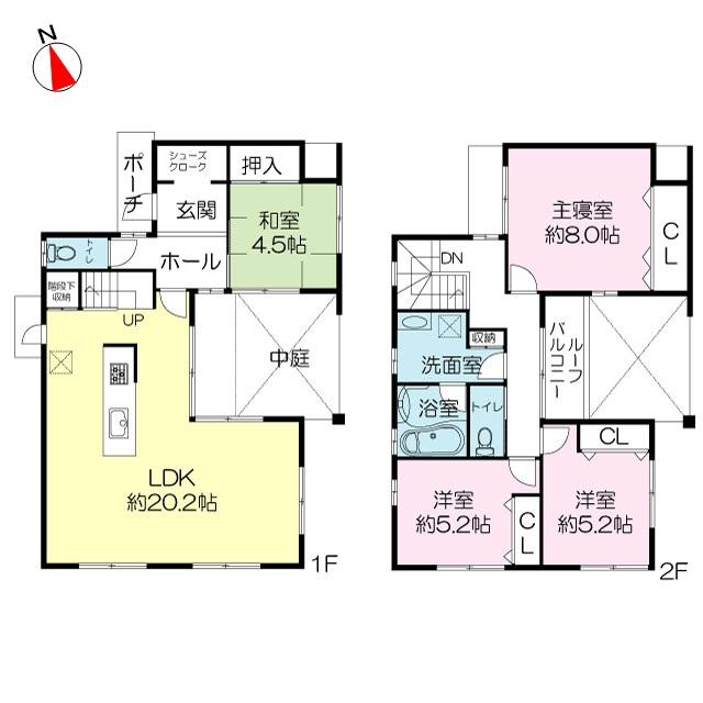 Building plan example (floor plan). Building plan example (B No. land) Building price 23,360,000 yen, Building area 106.10 square meters