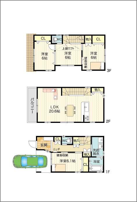 Floor plan. 33,800,000 yen, 4LDK, Land area 62.66 sq m , Building area 106.37 sq m loose quires LDK18.7