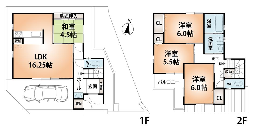 Floor plan. (No. 5 locations), Price 42,800,000 yen, 4LDK, Land area 100.27 sq m , Building area 104.89 sq m