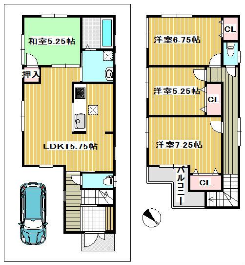 Floor plan. (No. 1), Price 33,800,000 yen, 4LDK, Land area 88.7 sq m , Building area 93.96 sq m