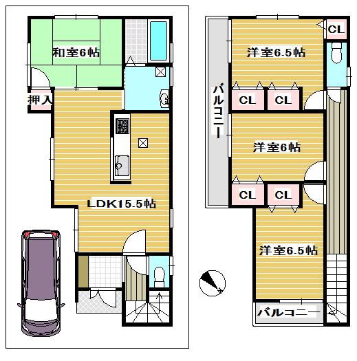 Floor plan. (No. 2), Price 34,800,000 yen, 4LDK, Land area 88.69 sq m , Building area 95.58 sq m