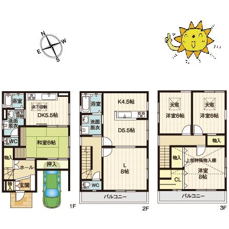 Floor plan. 31,800,000 yen, 4LDDKK, Land area 97.13 sq m , Building area 125.85 sq m