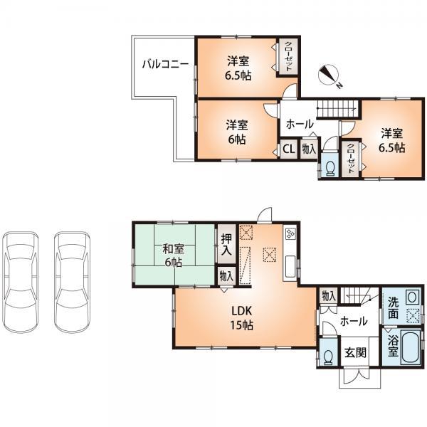 Floor plan. 33,800,000 yen, 4LDK, Land area 131.56 sq m , Building area 95.58 sq m with solar power, There will two parking.