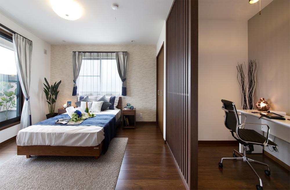 Model house photo. Living considering the hearthstone and housework flow line of the family.