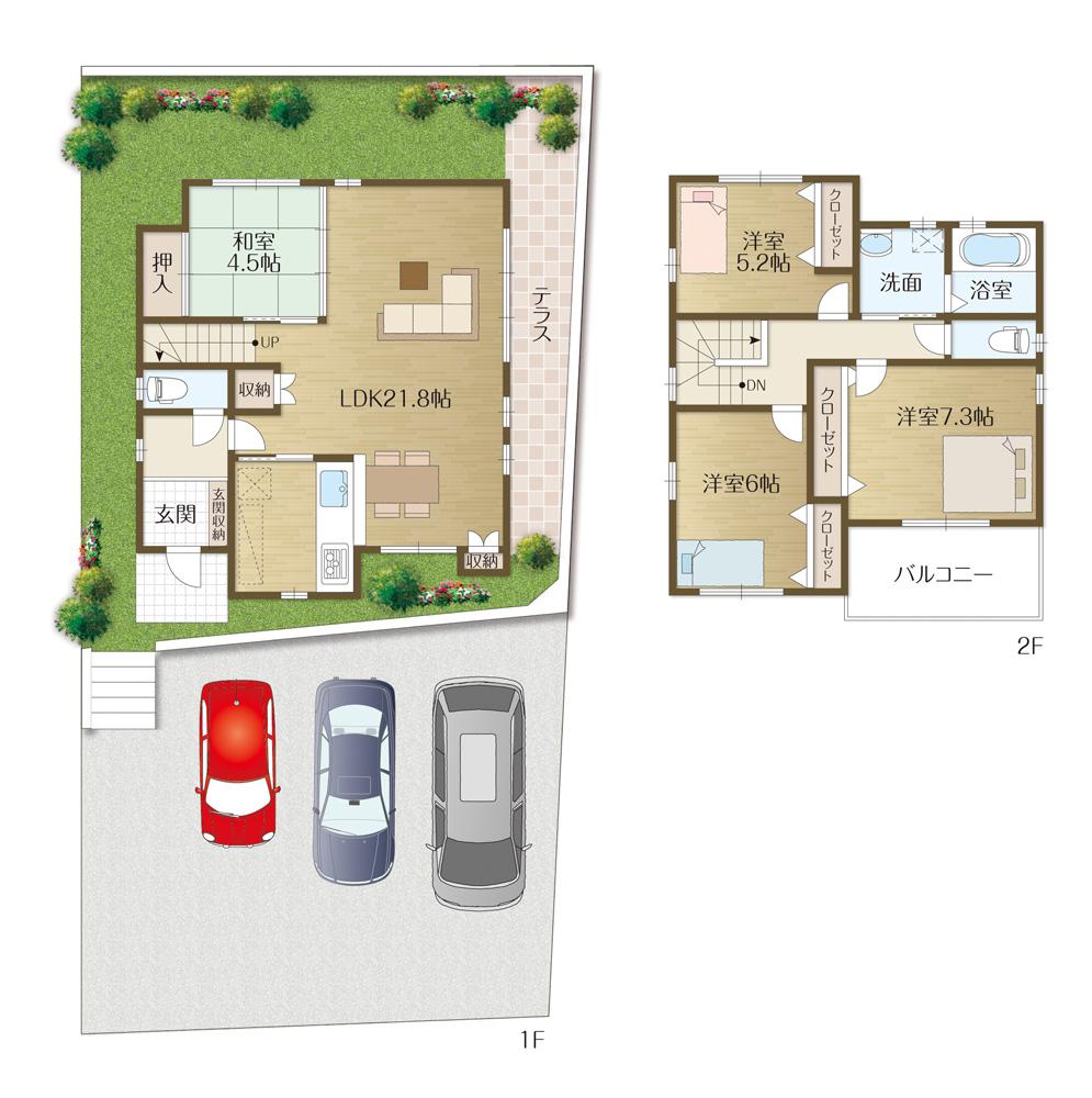 Building plan example (floor plan). Building plan example (No. 4 place) 4LDK, Land price 38,900,000 yen, Land area 150.26 sq m , Building price 18.9 million yen, Building area 103.59 sq m