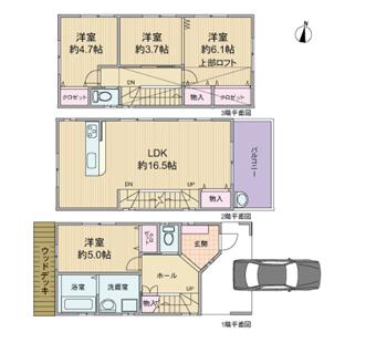 Floor plan. (L No. land), Price 35,300,000 yen, 4LDK, Land area 61.14 sq m , Building area 107.09 sq m