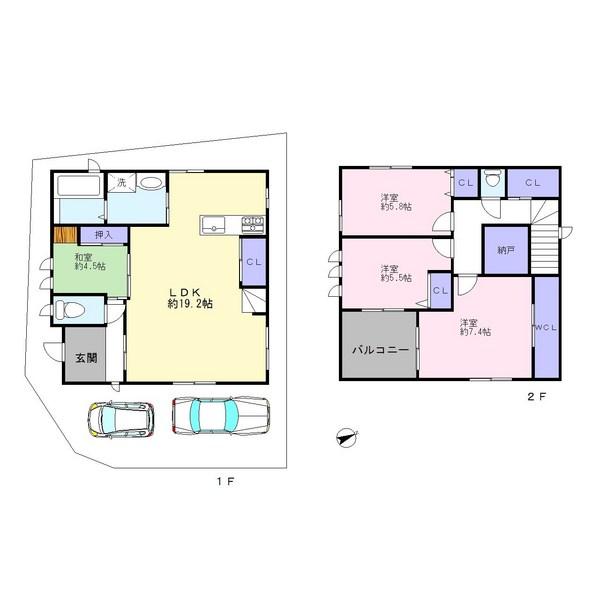 Floor plan. 44,800,000 yen, 4LDK, Land area 95.42 sq m , Building area 101.72 sq m