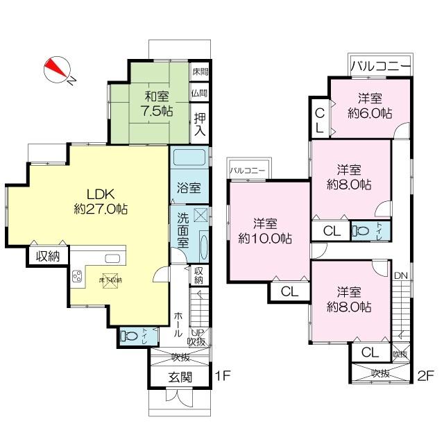 Floor plan. 55,800,000 yen, 5LDK, Land area 252.75 sq m , Building area 158.36 sq m