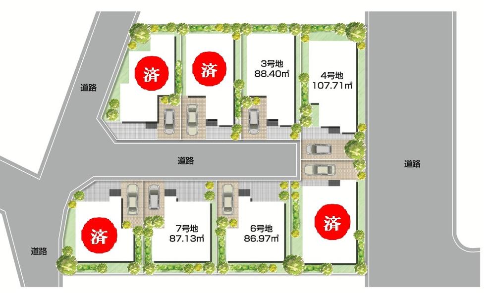 The entire compartment Figure. Compartment Figure. Facing the road in the south-west side of the road width 4.7m, Streets of sunny total 8 compartment