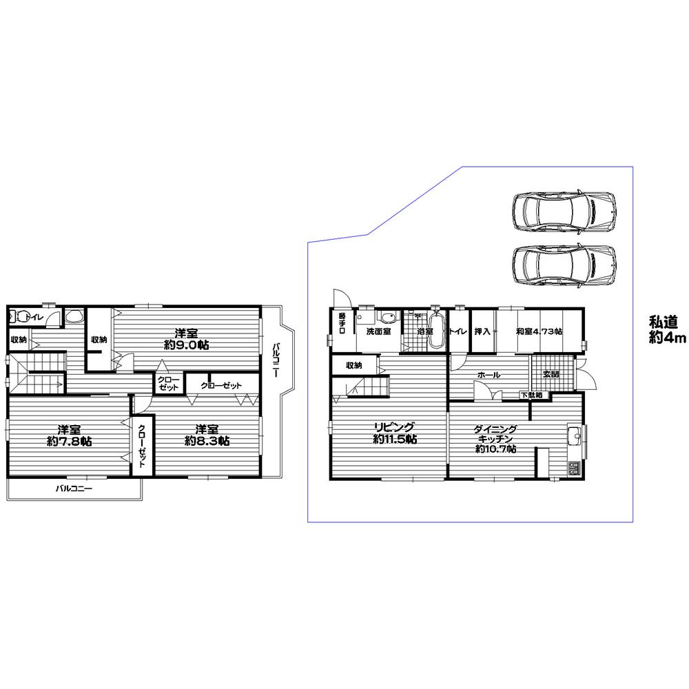Floor plan. 65,500,000 yen, 4LDK, Land area 181.93 sq m , Building area 129.72 sq m