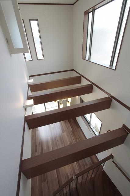 Model house photo.  [Model house (No. 1 point)]  First floor and Konyunikeshon will be taken from the stairwell there is a second floor of the room window to.  (July 2013) Shooting