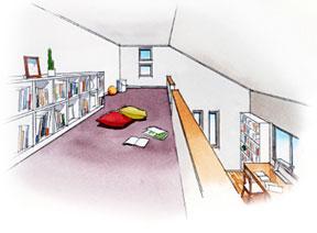 Model house photo. "Loft" image Loft, It will be attractive places such as fosters the "independent spirit" and "playful" child "base". Children, Consider the play in their own way of ideas, You brought up a new sensibility ☆