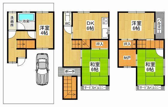 Floor plan. 13.8 million yen, 4DK, Land area 51.43 sq m , Building area 75.44 sq m