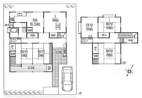 Floor plan. 35,800,000 yen, 5LDK, Land area 175.95 sq m , Building area 135.91 sq m