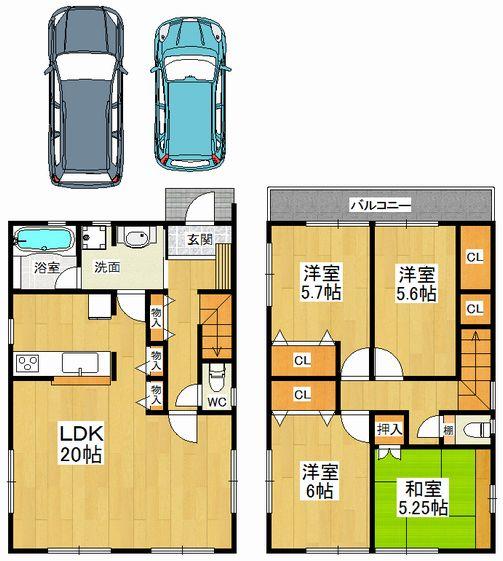 Floor plan. (5 Building), Price 26,900,000 yen, 4LDK, Land area 120.17 sq m , Building area 100.02 sq m