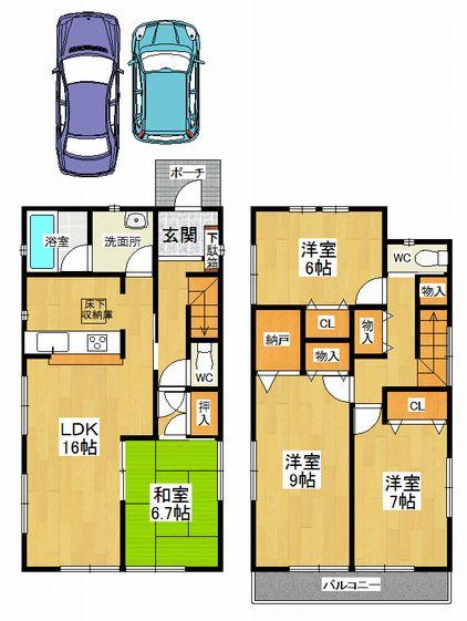 Floor plan. (1 Building), Price 28,900,000 yen, 4LDK+S, Land area 135.11 sq m , Building area 105.3 sq m
