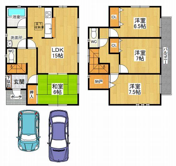Floor plan. (7 Building), Price 30,900,000 yen, 4LDK+S, Land area 120.4 sq m , Building area 98.81 sq m