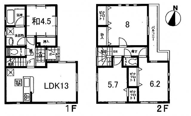 Floor plan. 24,800,000 yen, 4LDK, Land area 77.27 sq m , Building area 88.28 sq m 4LDK!