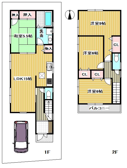 Floor plan. (No. 2 locations), Price 35,800,000 yen, 4LDK, Land area 92.81 sq m , Building area 97.2 sq m