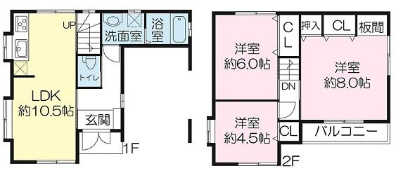Floor plan. 21,800,000 yen, 3LDK, Land area 70.14 sq m , Building area 78.57 sq m