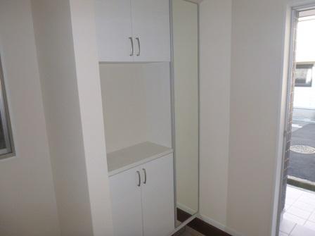 Entrance. Shoe box equipped: was unified in white with cleanliness. It full-length mirror is happy