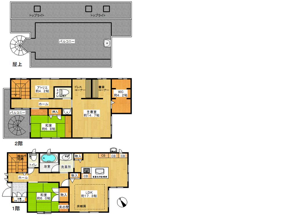 Floor plan. 45,800,000 yen, 3LDK + 2S (storeroom), Land area 138.99 sq m , Building area 132.04 sq m
