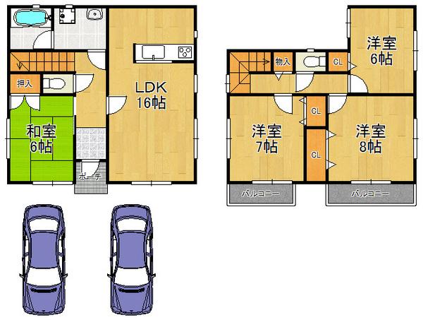 Floor plan. 29,900,000 yen, 4LDK, Land area 135 sq m , Building area 100.03 sq m all room 6 tatami mats or more, With storage space!