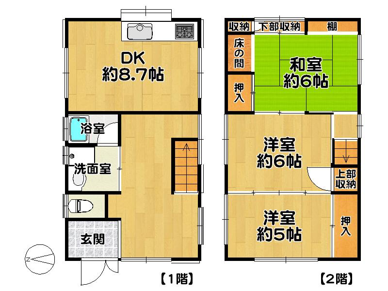 Floor plan. 11.8 million yen, 3DK, Land area 65.26 sq m , Building area 74.01 sq m