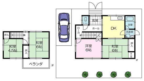 Floor plan. 21 million yen, 4DK, Land area 126.04 sq m , Building area 70.34 sq m